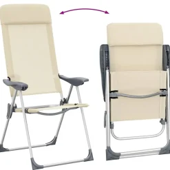 MAISON EXCLUSIVE - Chaises de camping pliables lot de 2 crème aluminium