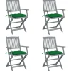 MAISON EXCLUSIVE - Chaises pliables d'extérieur lot de 4 et coussins bois d'acacia