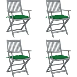 MAISON EXCLUSIVE - Chaises pliables d'extérieur lot de 4 et coussins bois d'acacia