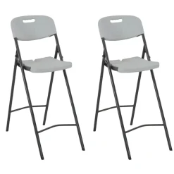 MAISON EXCLUSIVE - Chaises de bar pliables lot de 2 pehd et acier blanc
