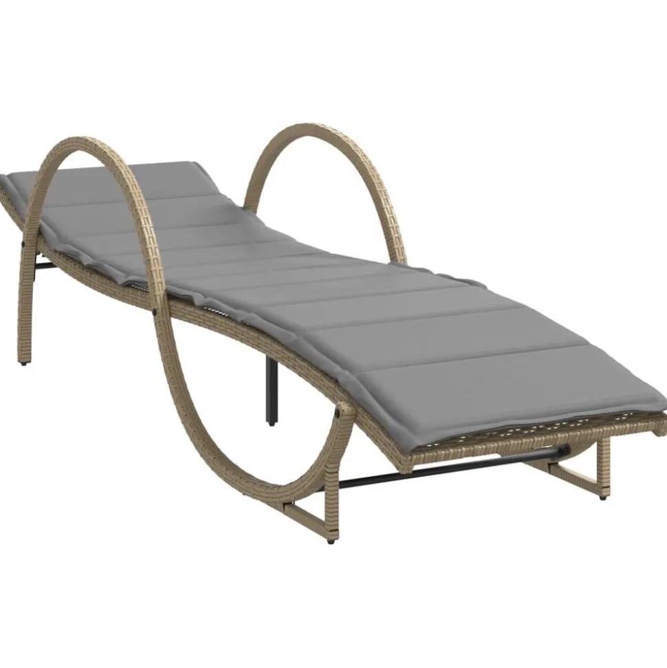 MAISON EXCLUSIVE - Chaises longues lot de 2 avec coussins beige résine tressée