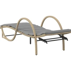 MAISON EXCLUSIVE - Chaises longues lot de 2 avec coussins beige résine tressée