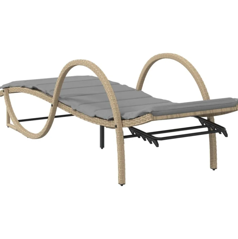 MAISON EXCLUSIVE - Chaises longues lot de 2 avec coussins beige résine tressée