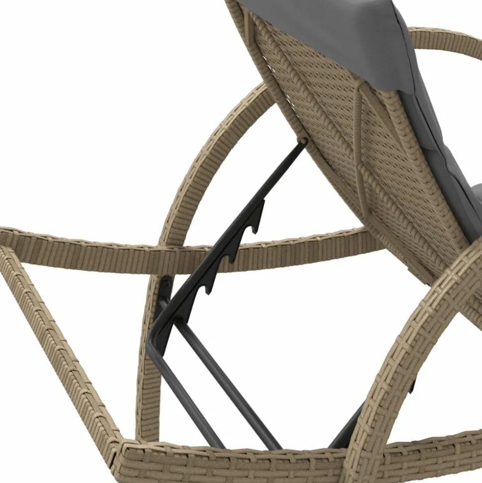 MAISON EXCLUSIVE - Chaises longues lot de 2 avec coussins beige résine tressée