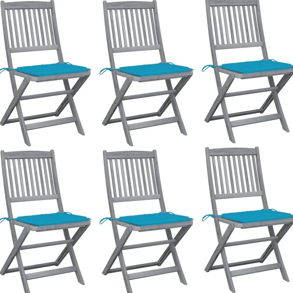 MAISON EXCLUSIVE - Chaises pliables d'extérieur lot de 6 et coussins bois d'acacia