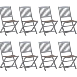 MAISON EXCLUSIVE - Chaises pliables d'extérieur lot de 8 et coussins bois d'acacia