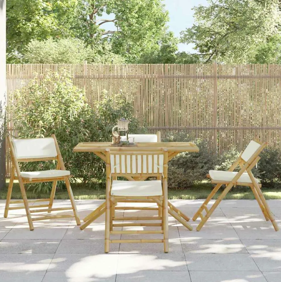 MAISON EXCLUSIVE - Chaises de bistro pliantes lot de 4 et coussins blanc crème