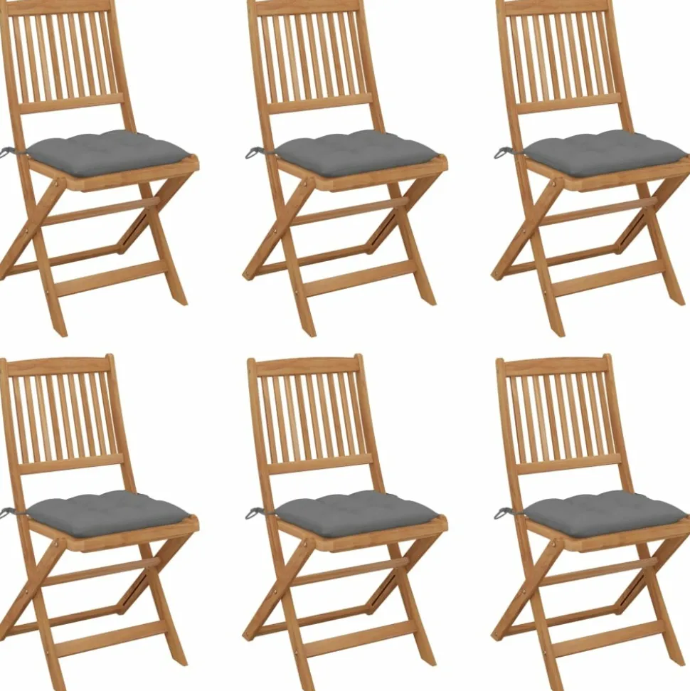 MAISON EXCLUSIVE - Chaises pliables de jardin lot de 6 avec coussins bois d'acacia