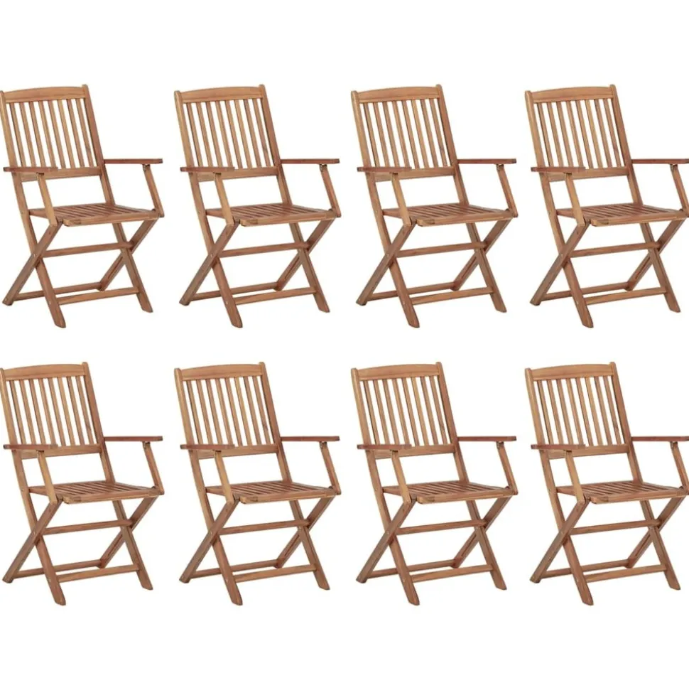 MAISON EXCLUSIVE - Chaises pliables d'extérieur et coussins lot de 8 bois d'acacia