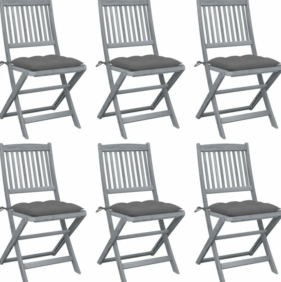 MAISON EXCLUSIVE - Chaises pliables d'extérieur lot de 6 et coussins bois d'acacia