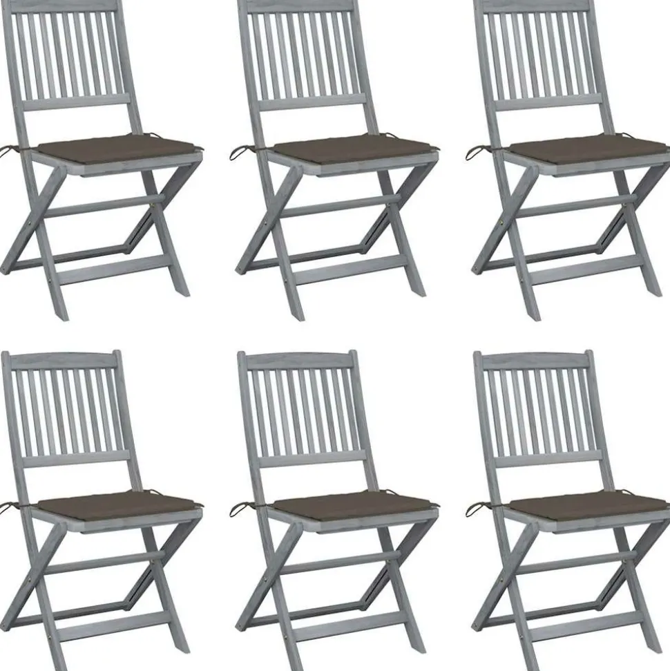 MAISON EXCLUSIVE - Chaises pliables d'extérieur lot de 6 et coussins bois d'acacia