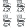 MAISON EXCLUSIVE - Chaises pliables d'extérieur lot de 4 et coussins bois d'acacia