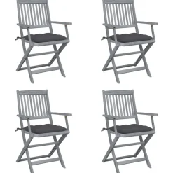 MAISON EXCLUSIVE - Chaises pliables d'extérieur lot de 4 et coussins bois d'acacia
