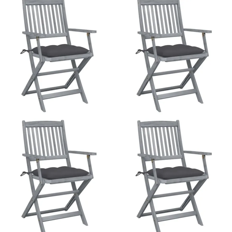 MAISON EXCLUSIVE - Chaises pliables d'extérieur lot de 4 et coussins bois d'acacia