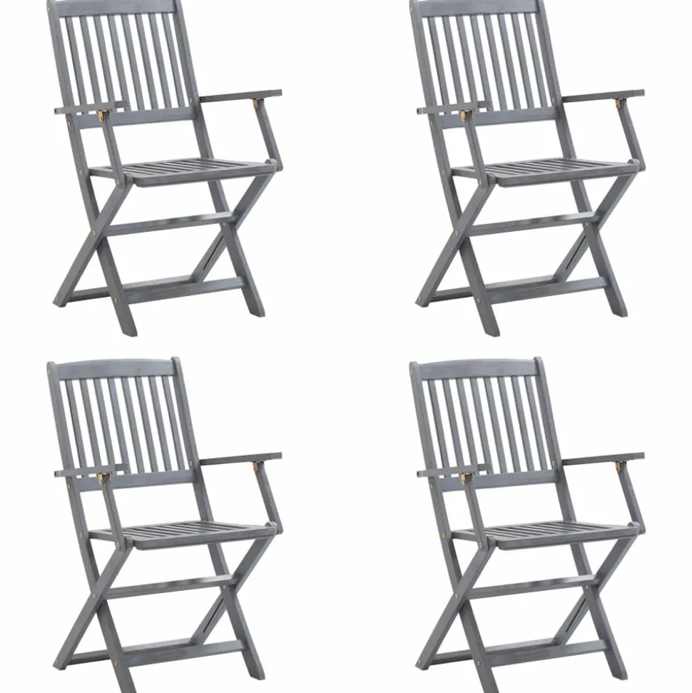 MAISON EXCLUSIVE - Chaises pliables d'extérieur lot de 4 et coussins bois d'acacia