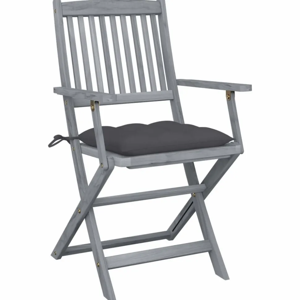 MAISON EXCLUSIVE - Chaises pliables d'extérieur lot de 4 et coussins bois d'acacia