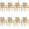 MAISON EXCLUSIVE - Chaises de jardin empilables avec coussins lot de 8 teck solide