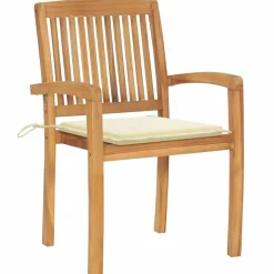 MAISON EXCLUSIVE - Chaises de jardin empilables avec coussins lot de 8 teck solide