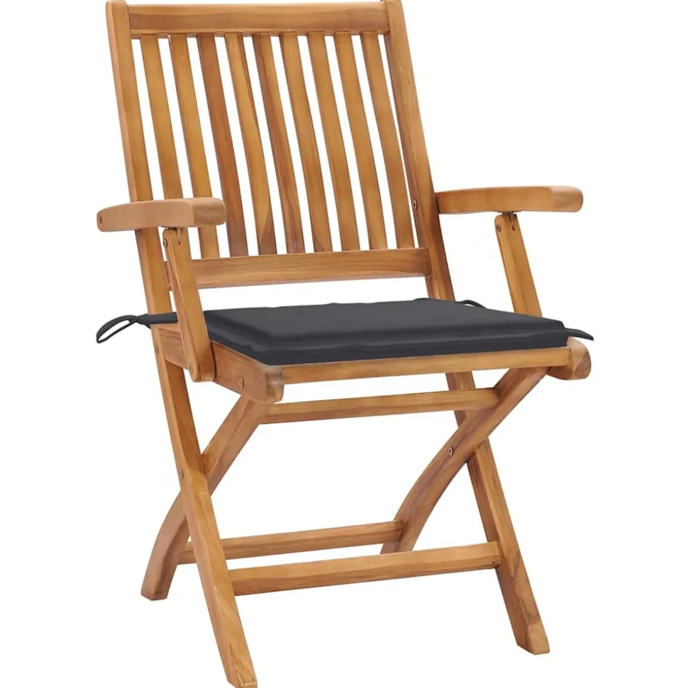 MAISON EXCLUSIVE - Chaises de jardin lot de 2 et coussins anthracite bois de teck