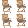 MAISON EXCLUSIVE - Chaises pliables de jardin avec coussins lot de 4 teck solide