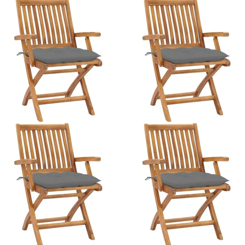 MAISON EXCLUSIVE - Chaises pliables de jardin avec coussins lot de 4 teck solide