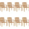 MAISON EXCLUSIVE - Chaises de jardin empilables 8 pcs bois de teck solide