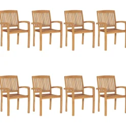 MAISON EXCLUSIVE - Chaises de jardin empilables 8 pcs bois de teck solide