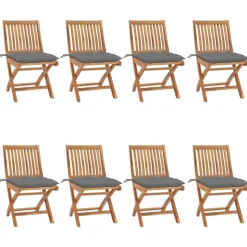 MAISON EXCLUSIVE - Chaises pliables de jardin avec coussins lot de 8 teck solide