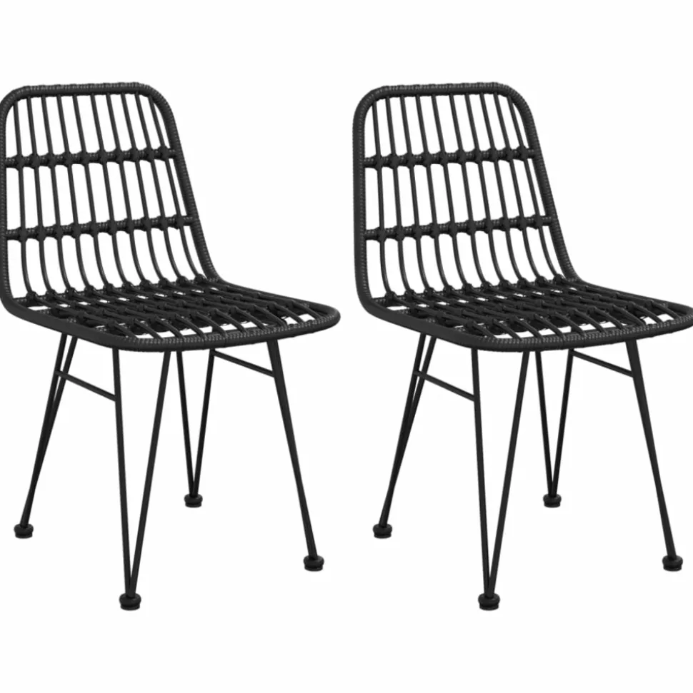 MAISON EXCLUSIVE - Chaises de jardin lot de 2 noir 48x62x84 cm résine tressée