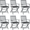 MAISON EXCLUSIVE - Chaises pliables d'extérieur lot de 6 et coussins bois d'acacia