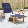 MAISON EXCLUSIVE - Chaises longues et table bleu foncé bois d'acacia solide tissu