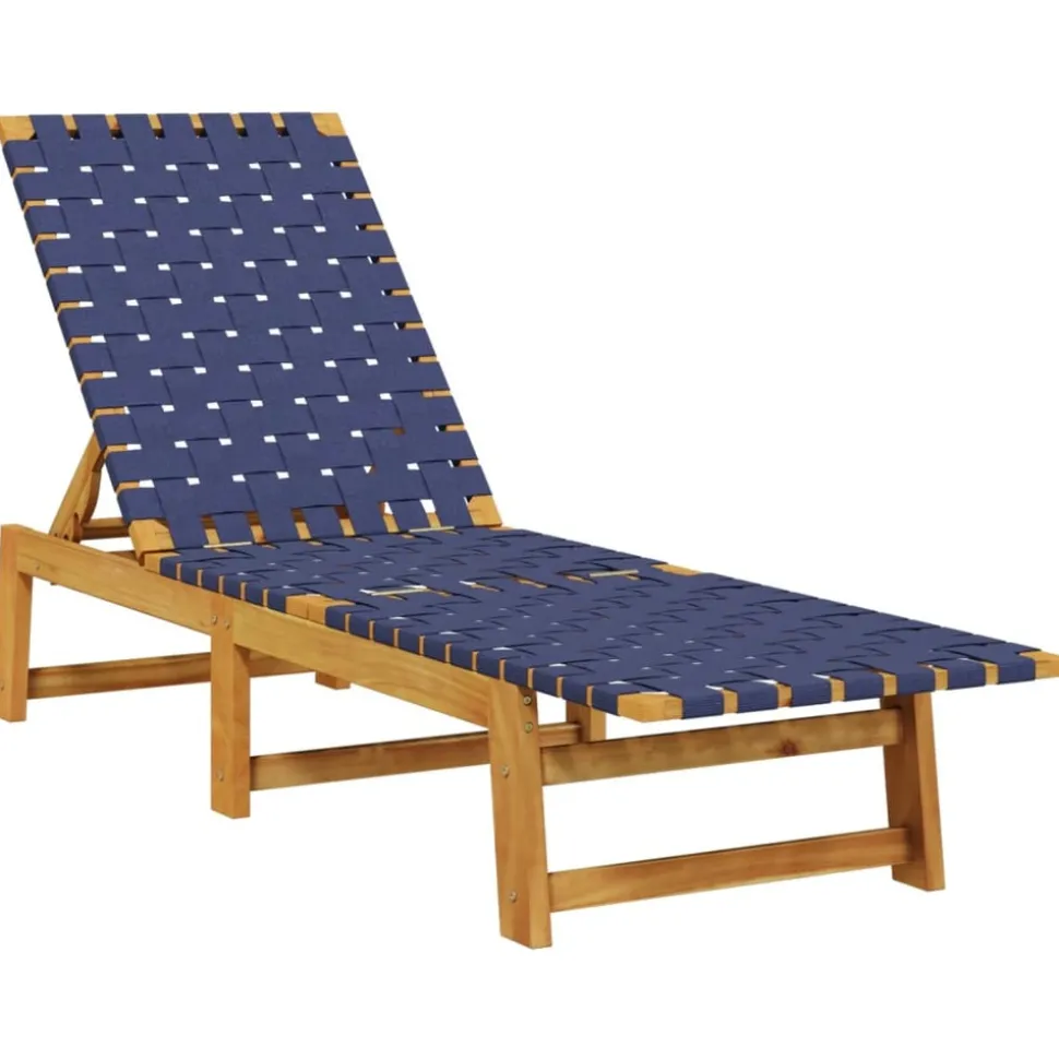 MAISON EXCLUSIVE - Chaises longues et table bleu foncé bois d'acacia solide tissu