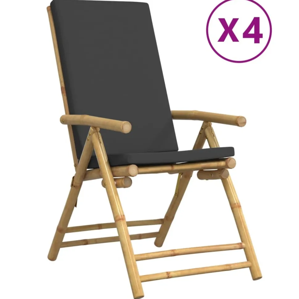 MAISON EXCLUSIVE - Chaises inclinables de jardin pliantes lot de 4 coussins bambou