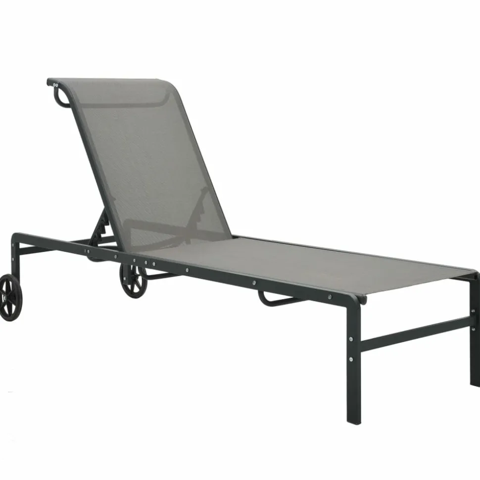 MAISON EXCLUSIVE - Chaises longues lot de 2 avec table textilène et acier