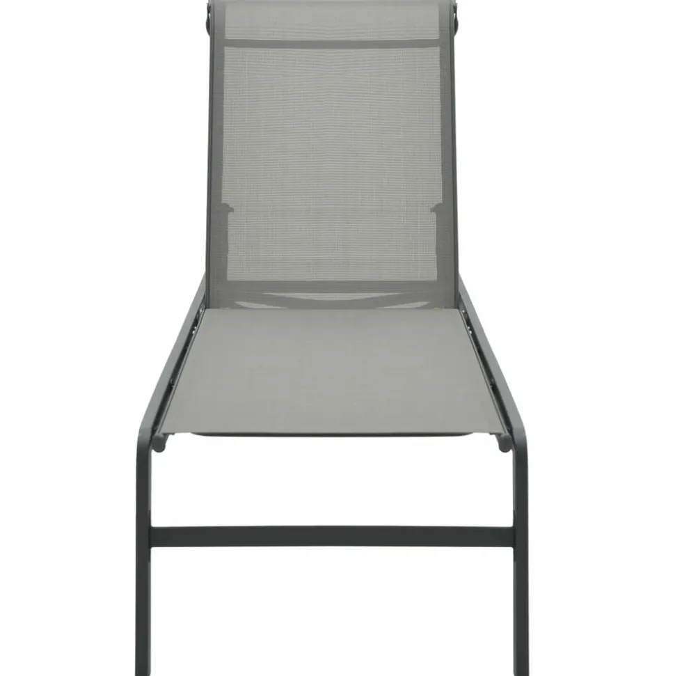 MAISON EXCLUSIVE - Chaises longues lot de 2 avec table textilène et acier