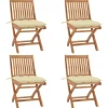 MAISON EXCLUSIVE - Chaises pliables de jardin avec coussins lot de 4 teck solide
