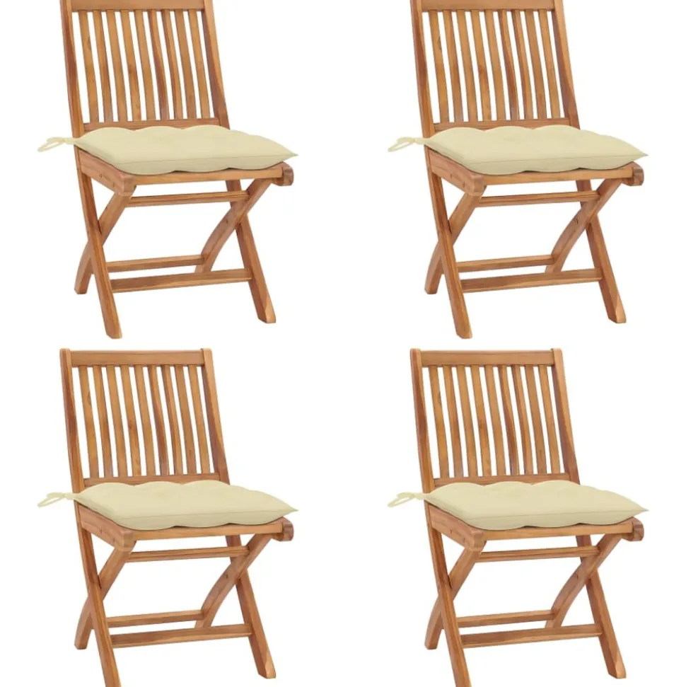 MAISON EXCLUSIVE - Chaises pliables de jardin avec coussins lot de 4 teck solide