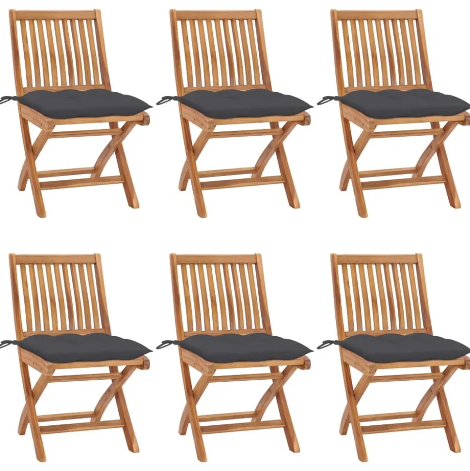 MAISON EXCLUSIVE - Chaises pliables de jardin avec coussins lot de 6 bois de teck