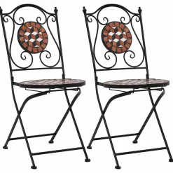 MAISON EXCLUSIVE - Chaises de bistrot mosaïque 2 pcs marron céramique