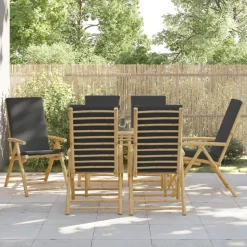MAISON EXCLUSIVE - Chaises inclinables de jardin pliantes lot de 6 coussins bambou
