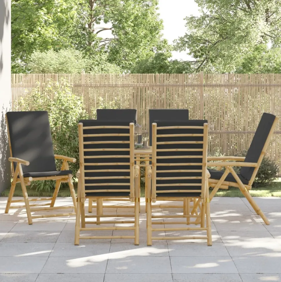 MAISON EXCLUSIVE - Chaises inclinables de jardin pliantes lot de 6 coussins bambou