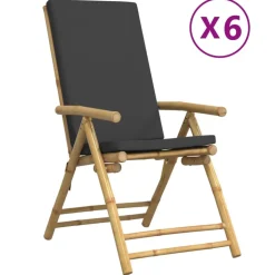 MAISON EXCLUSIVE - Chaises inclinables de jardin pliantes lot de 6 coussins bambou