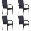 MAISON EXCLUSIVE - Chaises empilables d'extérieur lot de 4 résine tressée noir