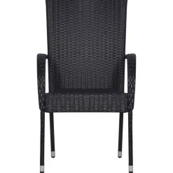 MAISON EXCLUSIVE - Chaises empilables d'extérieur lot de 4 résine tressée noir