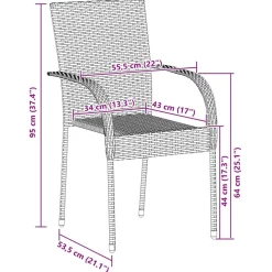 MAISON EXCLUSIVE - Chaises empilables d'extérieur lot de 4 résine tressée noir