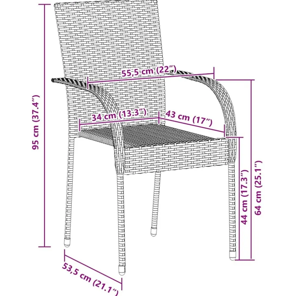 MAISON EXCLUSIVE - Chaises empilables d'extérieur lot de 4 résine tressée noir