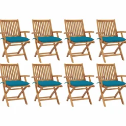MAISON EXCLUSIVE - Chaises pliables de jardin avec coussins lot de 8 teck solide