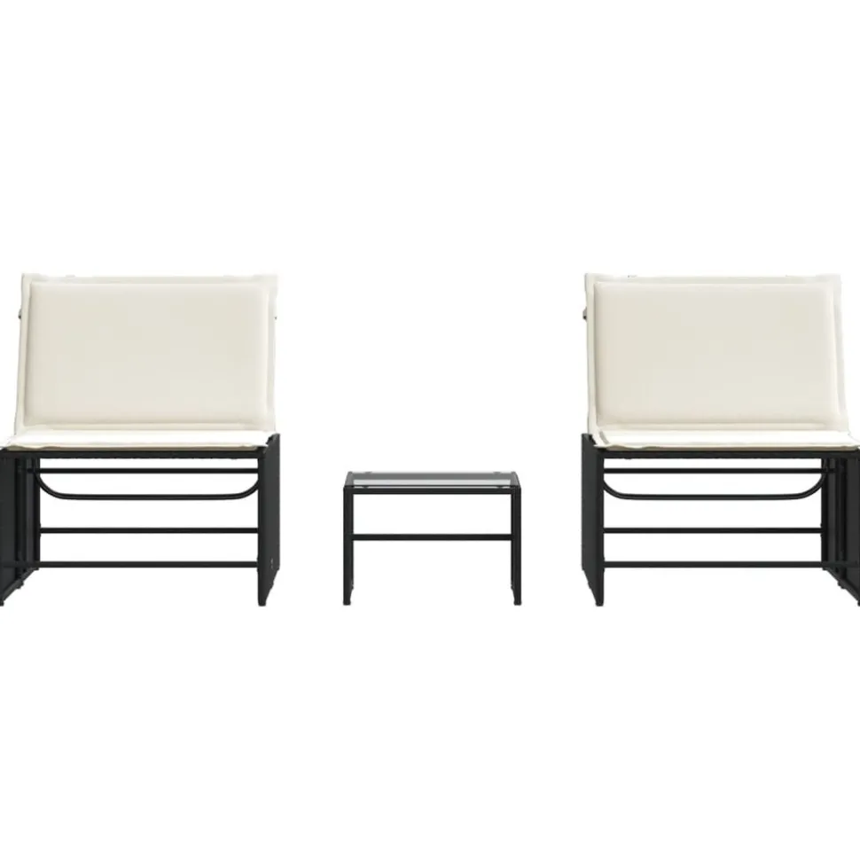 MAISON EXCLUSIVE - Chaises longues modulaires 2 pièces avec table en résine tressée noire