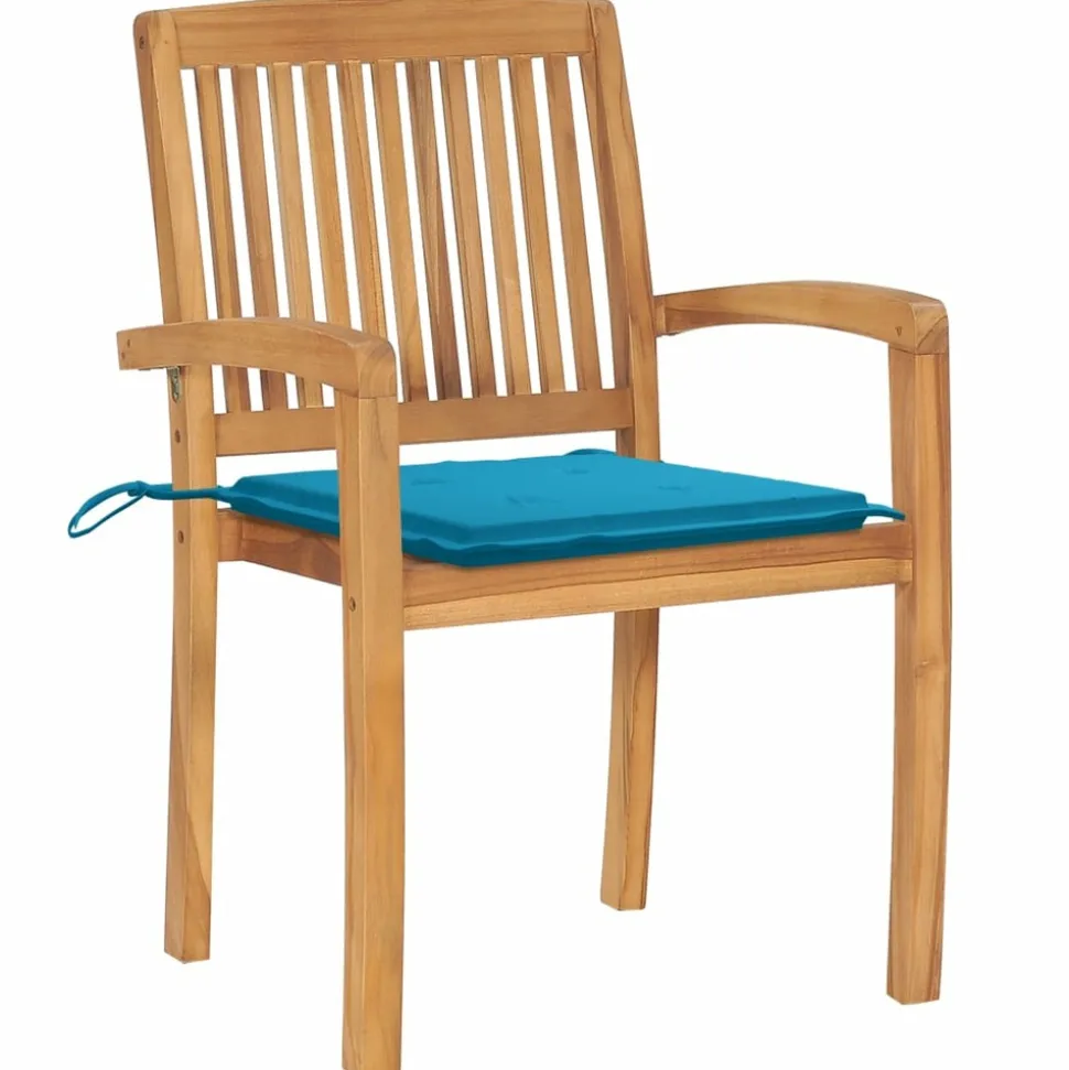MAISON EXCLUSIVE - Chaises de jardin empilables avec coussins lot de 4 teck solide
