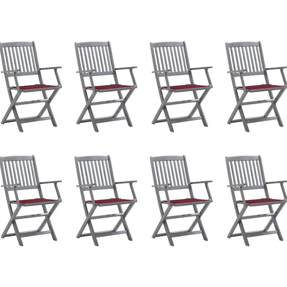 MAISON EXCLUSIVE - Chaises pliables d'extérieur lot de 8 et coussins bois d'acacia